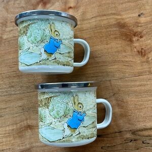 Pair of Beatrix Potter Peter Rabbit Metal mugs